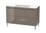 Duravit L-Cube Waschtisch-Unterschrank LC6939N8989 120 x 48 cm, ohne Hahnloch, flannel grey hochglanz, 2 Auszüge, bodenstehend