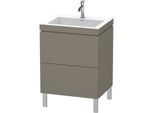 Duravit L-Cube Waschtisch-Unterschrank LC6936O9090 60 x48 cm, 1 Hahnloch, flannel grey seidenmatt, 2 Auszüge, bodenstehend