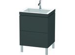 Duravit L-Cube Waschtisch-Unterschrank LC6936O4949 60 x48 cm, 1 Hahnloch, graphit matt, 2 Auszüge, bodenstehend