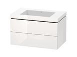 Duravit L-Cube Waschtisch-Unterschrank LC6927N2222 80 x 48 cm, ohne Hahnloch, weiß hochglanz, 2 Schubkästen