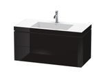 Duravit L-Cube Waschtisch-Unterschrank LC6928O4040 100 x 48 cm, 1 Hahnloch, schwarz hochglanz, 2 Schubkästen