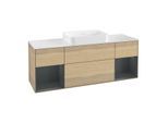 Villeroy und Boch Finion Waschtischunterschrank G741HGPC 160x60,3x50,1cm, Regale Midnight matt lacquer, Oak Veneer