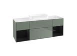 Villeroy und Boch Finion Waschtischunterschrank F741PHGM 160x60,3x50,1cm, Regale Glossy black lacquer, Olive Matt Lacquer