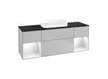 Villeroy und Boch Finion Waschtischunterschrank F742GFGJ 160x60,3x50,1cm, Regale Glossy white lacquer, Light grey matt