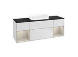 Villeroy und Boch Finion Waschtischunterschrank F742HHMT 160x60,3x50,1cm, Regale sand matt lacquer, White matt lacquer