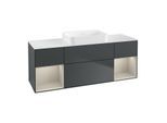 Villeroy und Boch Finion Waschtischunterschrank G741HHHG 160x60,3x50,1cm, Regale sand matt lacquer, Midnight Blue Matt Lacquer