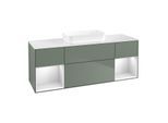 Villeroy und Boch Finion Waschtischunterschrank F741MTGM 160x60,3x50,1cm, Regale White matt lacquer, Olive Matt Lacquer