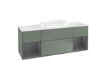 Villeroy und Boch Finion Waschtischunterschrank F741GKGM 160x60,3x50,1cm, Regale Anthracite matt lacquer, Olive Matt Lacquer