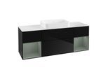 Villeroy und Boch Finion Waschtischunterschrank G741GMPH 160x60,3x50,1cm, Regale Olive matt lacquer, Glossy Black Lacquer