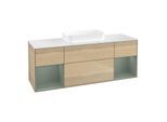 Villeroy und Boch Finion Waschtischunterschrank F741GMPC 160x60,3x50,1cm, Regale Olive matt lacquer, Oak Veneer