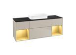 Villeroy und Boch Finion Waschtischunterschrank F742HFHH 160x60,3x50,1cm, Regale Gold matt lacquer, Sand Matt Lacquer