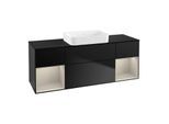 Villeroy und Boch Finion Waschtischunterschrank G742HHPD 160x60,3x50,1cm, Regale sand matt lacquer, Black matt lacquer