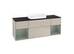 Villeroy und Boch Finion Waschtischunterschrank F742GMHH 160x60,3x50,1cm, Regale Olive matt lacquer, Sand Matt Lacquer