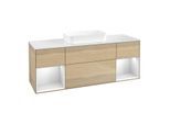 Villeroy und Boch Finion Waschtischunterschrank F741MTPC 160x60,3x50,1cm, Regale White matt lacquer, Oak Veneer