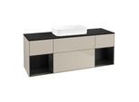 Villeroy und Boch Finion Waschtischunterschrank F742PDHH 160x60,3x50,1cm, Regale Black matt lacquer, Sand Matt Lacquer
