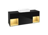 Villeroy und Boch Finion Waschtischunterschrank F742HFPH 160x60,3x50,1cm, Regale Gold matt lacquer, Glossy Black Lacquer