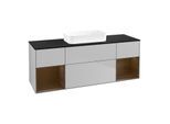 Villeroy und Boch Finion Waschtischunterschrank F742GNGJ 160x60,3x50,1cm, Regale Walnut veneer, Light grey matt