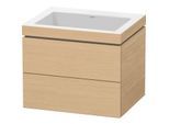 Duravit L-Cube Waschtisch-Unterschrank LC6926N3030 60 x 48 cm, ohne Hahnloch, Eiche natur, 2 Schubkästen