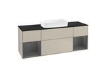 Villeroy und Boch Finion Waschtischunterschrank G332GKHH 160cm, Abdeckplatte black matt, Emotion, Regale Anthracite matt lacquer, Sand Matt Lacquer