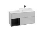 Villeroy und Boch Finion Waschtischunterschrank F391PDGJ 120cm, Abdeckplatte white matt, Regal links Black matt lacquer, Light grey matt