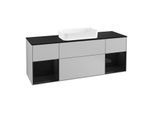 Villeroy und Boch Finion Waschtischunterschrank F332PHGJ 160x60,3cm, Abdeckplatte black matt, Regale Glossy black lacquer, Light grey matt