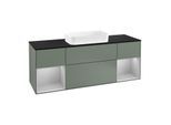 Villeroy und Boch Finion Waschtischunterschrank F332GJGM 160x60,3cm, Abdeckplatte black matt, Regale Light grey matt lacquer, Olive Matt Lacquer