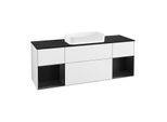 Villeroy und Boch Finion Waschtischunterschrank G332PDGF 160cm, Abdeckplatte black matt, Emotion, Regale Black matt lacquer, Glossy white lacquer