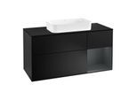 Villeroy und Boch Finion Waschtischunterschrank G302HGPD 120cm, Abdeckplatte black matt, Emotion, Regal rechts Midnight Blue Matt Lacquer, Black matt lacquer