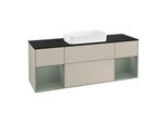 Villeroy und Boch Finion Waschtischunterschrank F332GMHH 160x60,3cm, Abdeckplatte black matt, Regale Olive matt lacquer, Sand Matt Lacquer