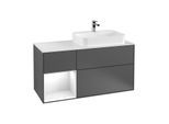 Villeroy und Boch Finion Waschtischunterschrank F391GFGK 120cm, Abdeckplatte white matt, Regal links Glossy white lacquer, Anthracite matt