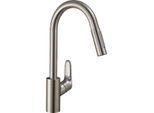 hansgrohe Focus M41 Küchenarmatur 240 2jet 31815800 Edelstahl-Optik, mit Ausziehbrause