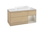 Villeroy und Boch Finion Waschtischunterschrank G301HHPC 120cm, Abdeckplatte white matt, Emotion, Regal rechts Sand Matt, Oak Veneer