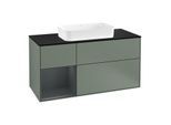 Villeroy und Boch Finion Waschtischunterschrank G292HGGM 120cm, Abdeckplatte black matt, Emotion, Regal links Midnight Blue Matt Lacquer, Olive Matt Lacquer