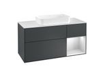 Villeroy und Boch Finion Waschtischunterschrank G301MTHG 120cm, Abdeckplatte white matt, Emotion, Regal rechts White matt lacquer, Midnight Blue Matt Lacquer