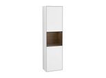 Villeroy und Boch Finion Hochschrank F460GNGF 41,8x151,6x27cm, links, Regal Walnut veneer, Glossy white lacquer