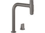 hansgrohe Metris Select 2-Loch-Küchenmischer 73818340 brushed black, 2jet, Ausziehbrause