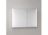 KEUCO Somaris Spiegelschrank mit Beleuchtung 14503002201 100 x 71 x 12,7 cm, verspiegelt, 2 Türen, Wandvorbau, Spiegelheizung, asymmetrisch