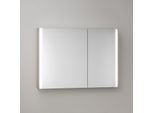 KEUCO Somaris Spiegelschrank mit Beleuchtung 14503852201 100 x 71 x 12,7 cm, Eiche hell Dekor, 2 Türen, Wandvorbau, Spiegelheizung, asymmetrisch