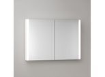 KEUCO Somaris Spiegelschrank mit Beleuchtung 14503512101 100 x 71 x 12,7 cm, weiß matt, Wandvorbau, 2 Türen, Spiegelheizung