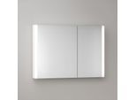 KEUCO Somaris Spiegelschrank mit Beleuchtung 14503512200 100 x 71 x 12,7 cm, weiß matt, Wandvorbau, 2 Türen, asymmetrisch