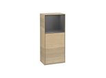 Villeroy und Boch Finion Seitenschrank F520GKPC 41,8cm, links, Ladestation, Regal Anthracite Matt Lacquer, Oak Veneer