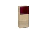 Villeroy und Boch Finion Seitenschrank F530HBPC 41,8cm, rechts, Ladestation, Regal Peony Matt Lacquer, Oak Veneer