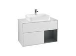 Villeroy und Boch Finion Waschtischunterschrank G371HGMT 100cm, Abdeckplatte white matt, Emotion, Regal rechts Midnight Blue Matt Lacquer, White matt lacquer