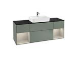 Villeroy und Boch Finion Waschtischunterschrank F452HHGM 160x60,3cm, Abdeckplatte black matt, Regale sand matt lacquer, Olive Matt Lacquer