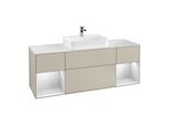 Villeroy und Boch Finion Waschtischunterschrank G451MTHH 160cm, Abdeckplatte white matt, Emotion, Regale White matt lacquer, Sand Matt Lacquer