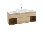 Villeroy und Boch Finion Waschtischunterschrank F451GNPC 160x60,3cm, Abdeckplatte white matt, Regale Walnut veneer, Oak Veneer