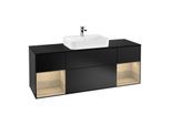 Villeroy und Boch Finion Waschtischunterschrank G452PCPD 160cm, Abdeckplatte black matt, Emotion, Regale Oak Veneer, Black matt lacquer