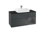 Villeroy und Boch Finion Waschtischunterschrank G422GKHG 120cm, Abdeckplatte black matt, Emotion, Regal rechts Anthracite matt, Midnight Blue Matt Lacquer