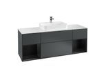 Villeroy und Boch Finion Waschtischunterschrank G451PDHG 160cm, Abdeckplatte white matt, Emotion, Regale Black matt lacquer, Midnight Blue Matt Lacquer