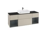 Villeroy und Boch Finion Waschtischunterschrank G452HGHH 160cm, Abdeckplatte black matt, Emotion, Regale Midnight matt lacquer, Sand Matt Lacquer